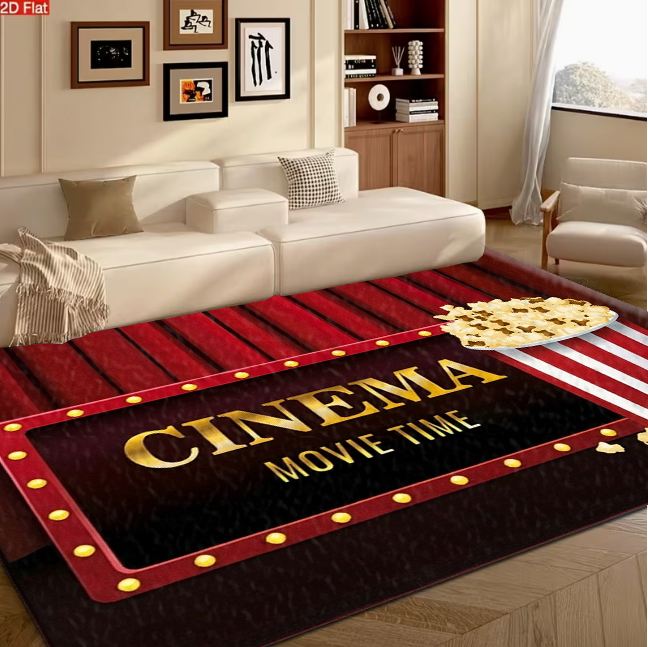 Home Cinema Flooring - Tappeto a Tema Cinema e Popcorn,