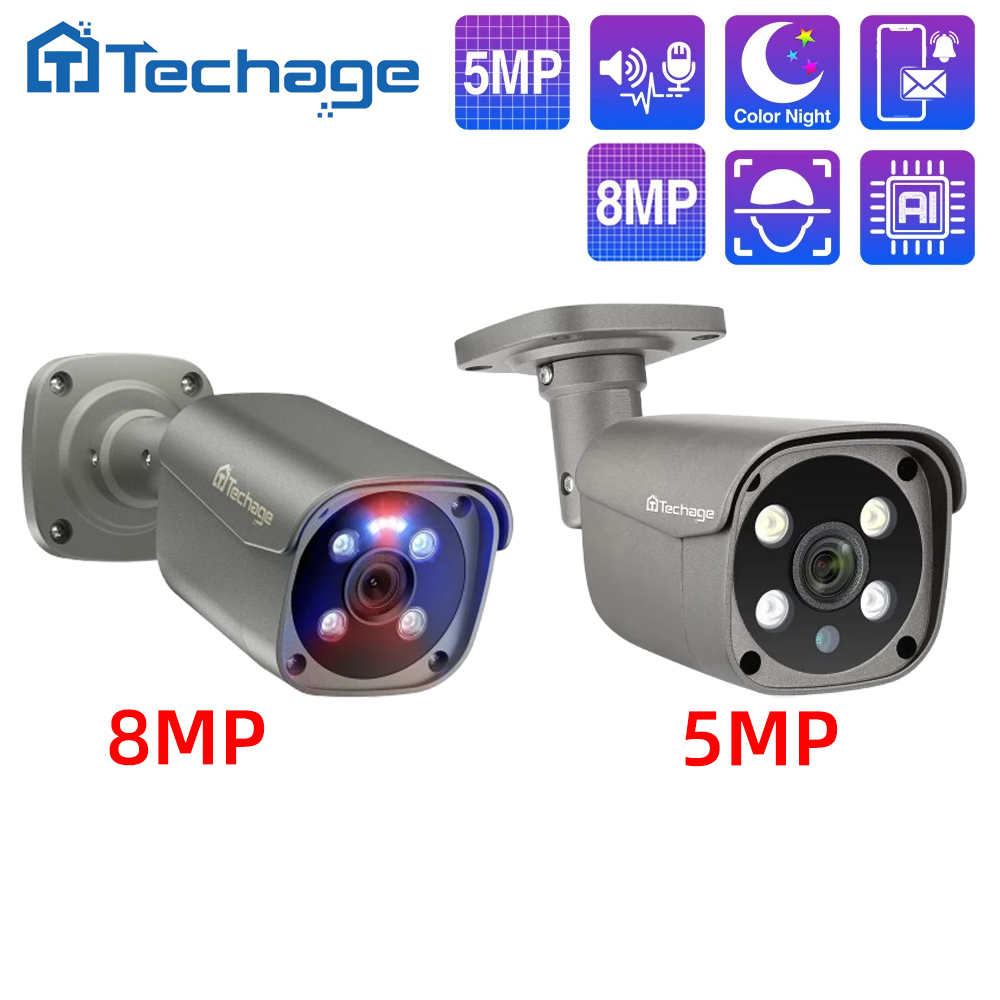 Home Cinema Outdoor - Techage 8MP 5MP 4MP POE Telecamera