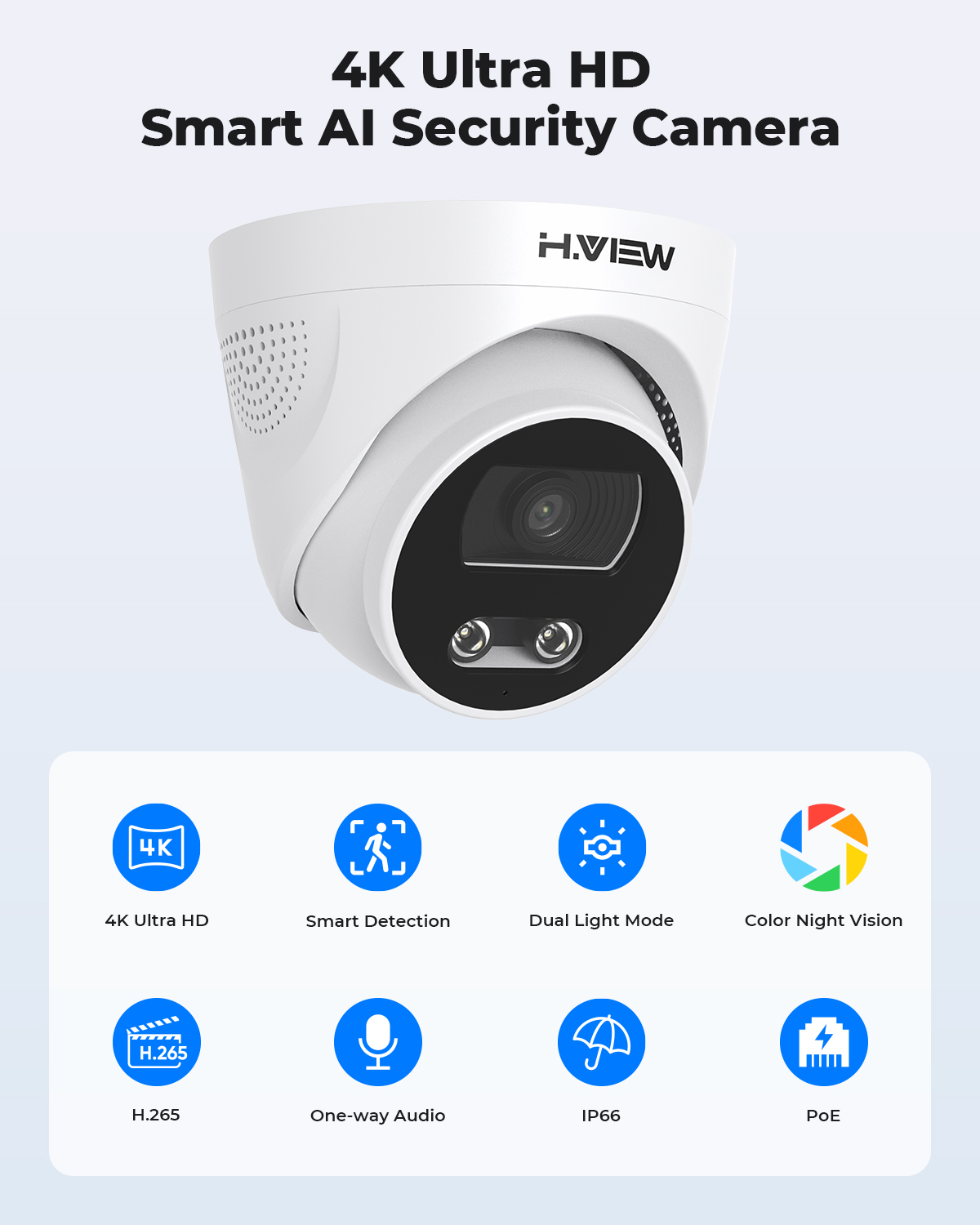H.View 8Mp Poe Ip Camera Ai Fa - Home Cinema Outdoor recensione e prezzo